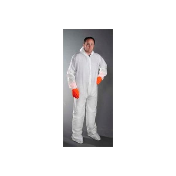Keystone Safety Polypropylene Coverall/Bunny Suit, Elastic Wrists, Attached Hood & Boots, Zipper Front, 2XL, 25/CS CVL-NW-B-2XL - main